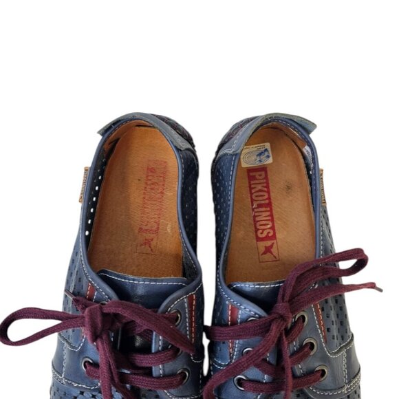 Pikolinos Mens Jerez Perforated Lace Up Leather Sneakers in Blue Azul, Size 41/8 - Picture 8 of 10